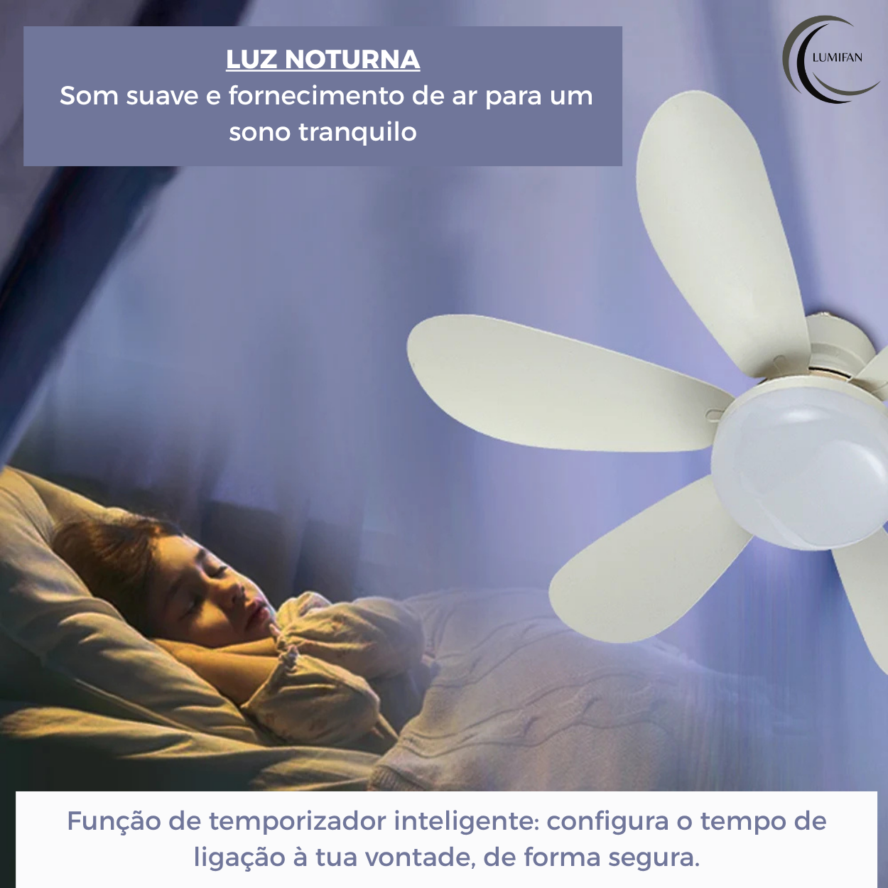 Ventoinha de teto com luz LED - LUMIFAN -